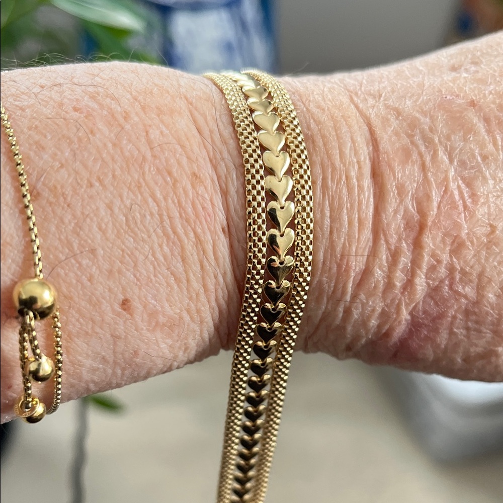 Source Unknown Gold Heart Link Bracelet, Sterling